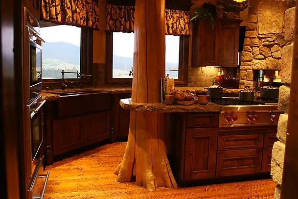 Rustic Kitchen Floorplans Pictures Of Rustic Columns & Poles Inside Log Homes ...Some Are Real 