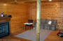 The basement inside this log home basement.