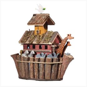 A birdhouse shaped like Noah's Ark. noahs-ark-birdhouse.jpg