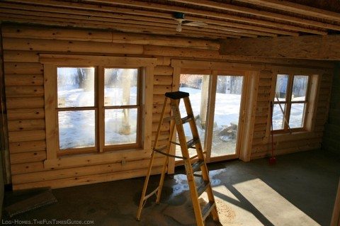 interior-log-home-basement-wall